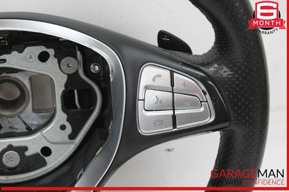 15-18 Mercedes W205 C300 GLC300 Steering Wheel Black w/ Paddle Shifters OEM