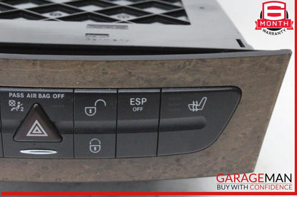 07-09 Mercedes W211 E350 CLS550 E63 AMG Hazard Switch Control Panel Wood OEM