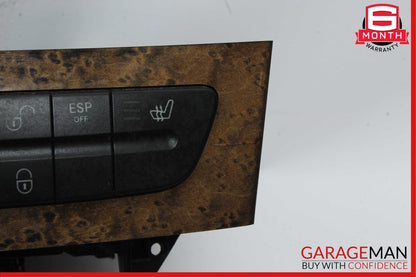 03-09 Mercedes E320 E500 CLS63 AMG Hazard Light Switch Control Panel Dark Wood
