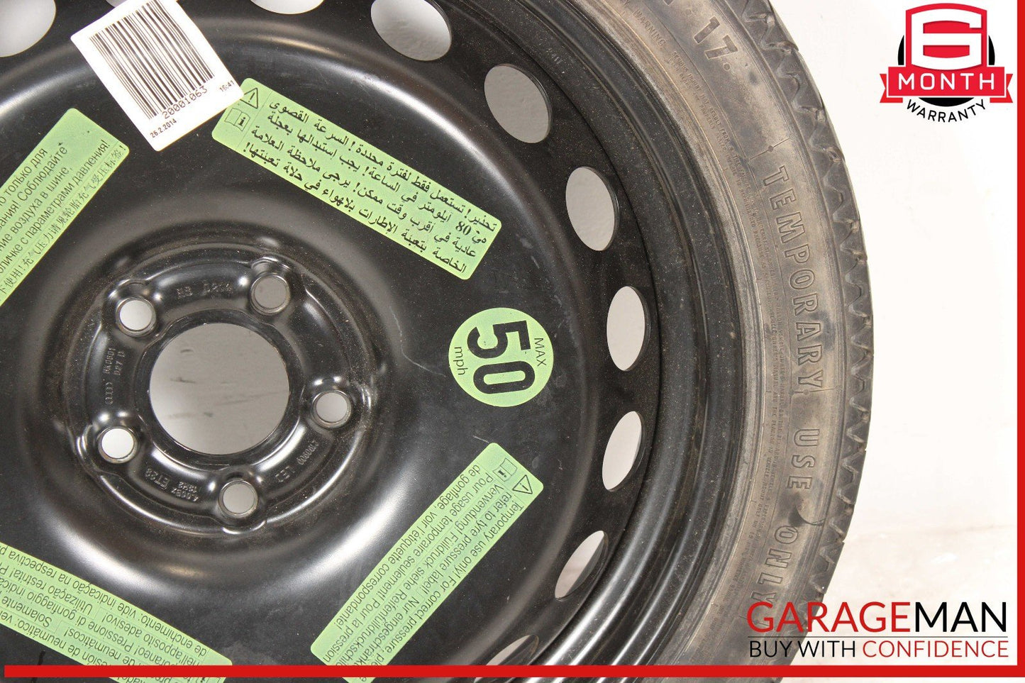 09-16 Audi S4 A4 B8 Spare Tire Wheel Rim  T125/70R19 OEM