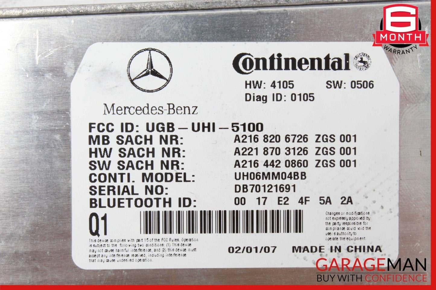 07-10 Mercedes W221 S550 CL500 CL550 Bluetooth Communication Module Unit OEM