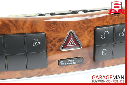 05-09 Mercedes W209 CLK350 Dash Heated Seat ESP Hazard Light Control Switch Wood