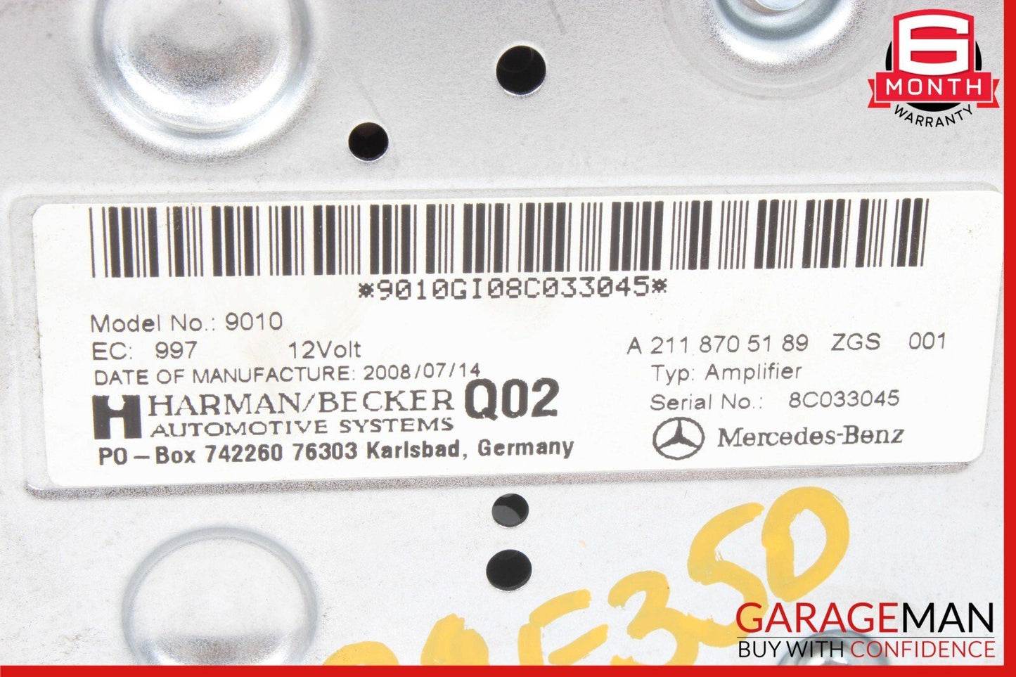 08-18 Mercedes W211 E350 CLS550 ML350 Subwoofer Amp Amplifier Harman Becker OEM