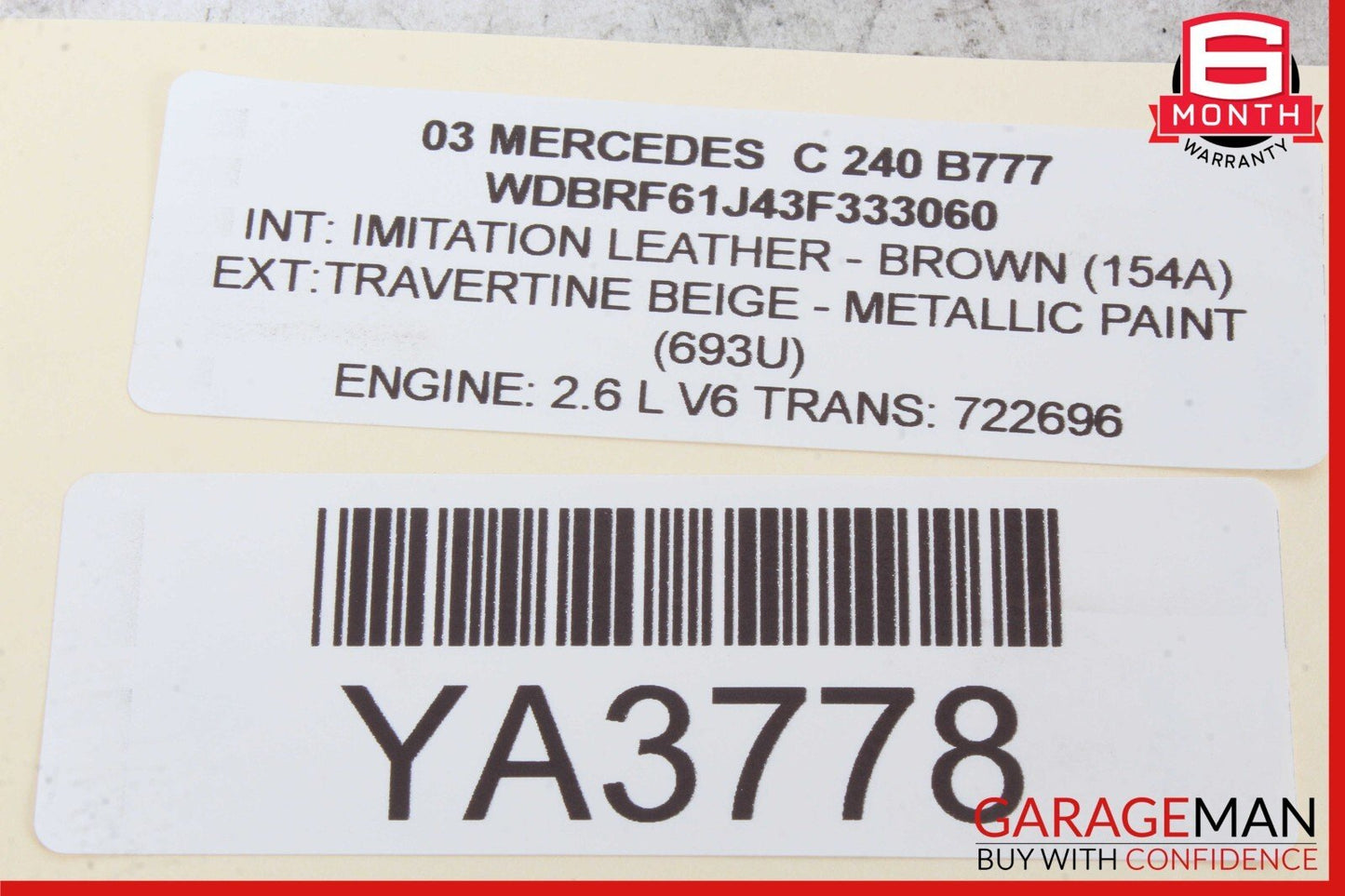 01-07 Mercedes W203 C240 C320 Rear Left Side Seat Belt Seatbelt Retractor OEM