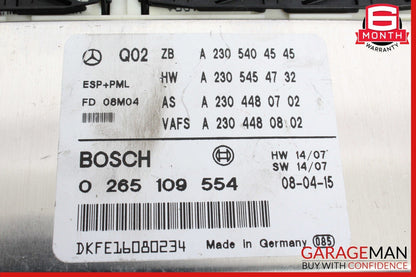 07-12 Mercedes R230 SL550 SL63 ESP Electronic Stability Control ABS Module PML