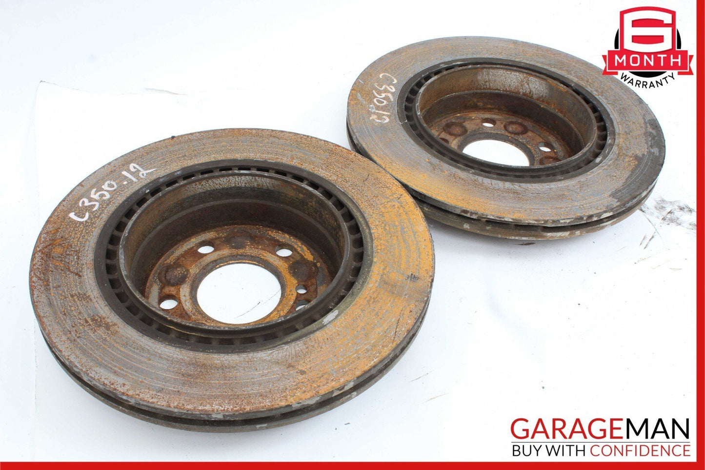 08-14 Mercedes W204 C250 C350 Rear Right & Left Brake Rotor Disc Set of 2 Solid