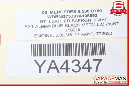 00-06 Mercedes W220 S500 S600 Rear Left Driver Side Seat Switch 2208214958 OEM