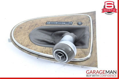 07-09 Mercedes W211 E350 E550 Shift Shifter Knob Boot Cover Bezel Trim Wood OEM