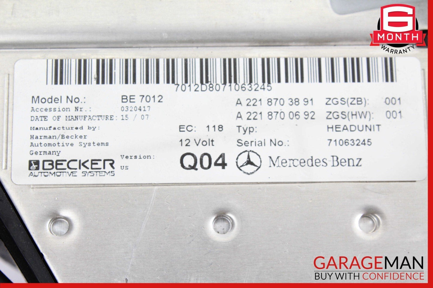 07-09 Mercedes W221 S550 S450 Headunit Head Unit Comand Command CD Navigation