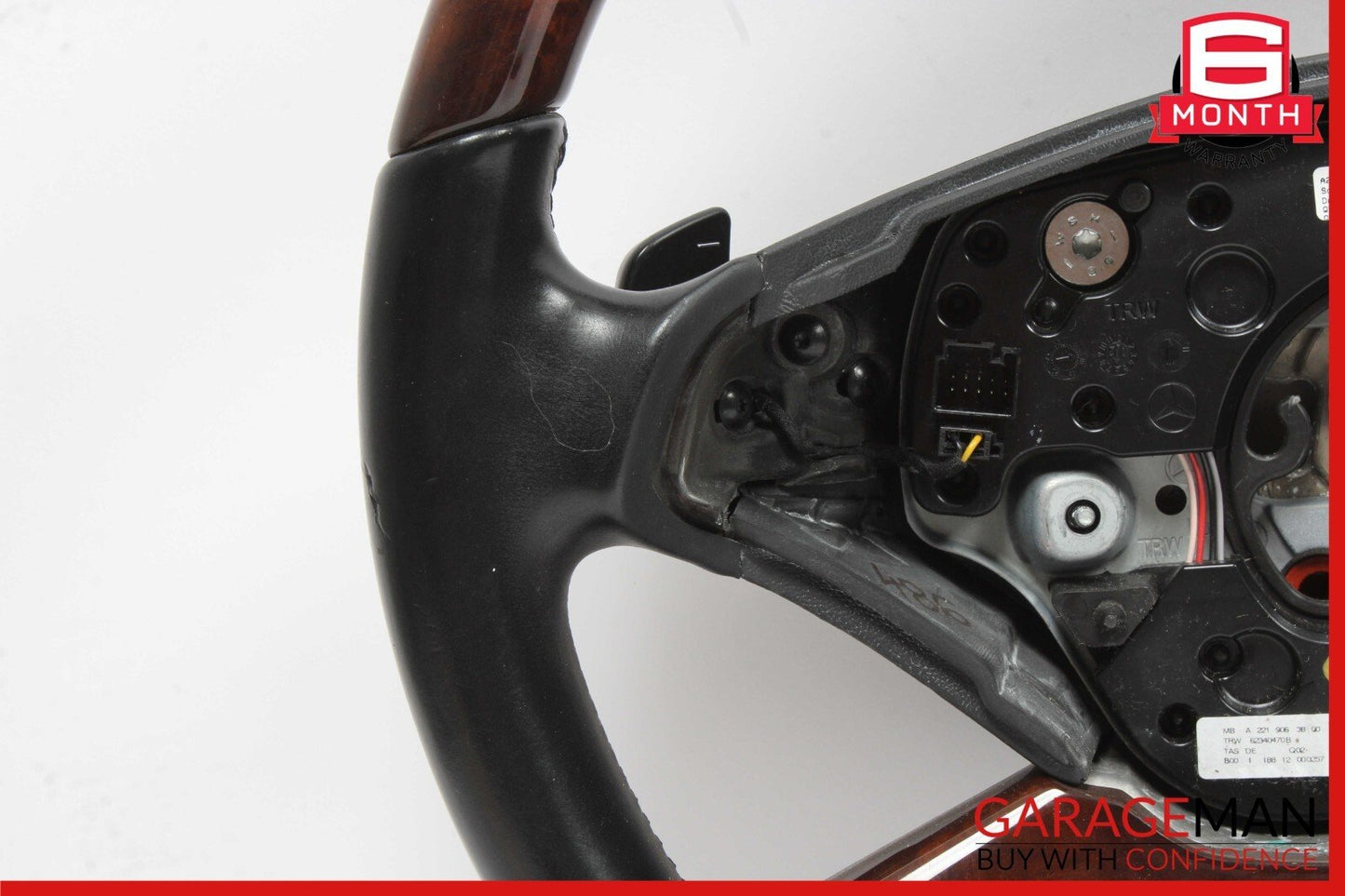 10-14 Mercedes W221 S550 S600 Steering Wheel w/ Paddle Shifters Black Wood OEM