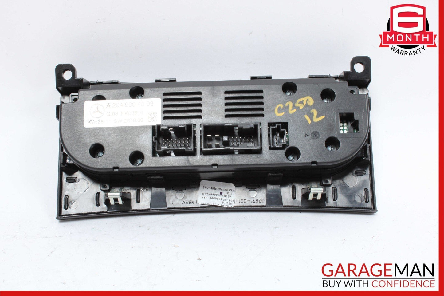 12-14 Mercedes W204 C250 C63 AC A/C Heater Climate Control Switch Trim Assembly
