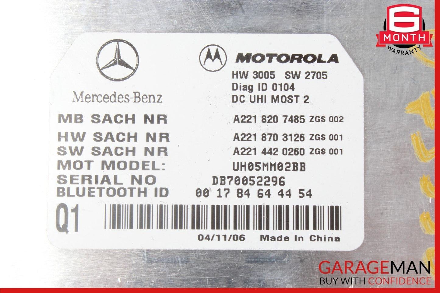 07-13 Mercedes W221 S550 CL550 Bluetooth Communication Controller Module OEM