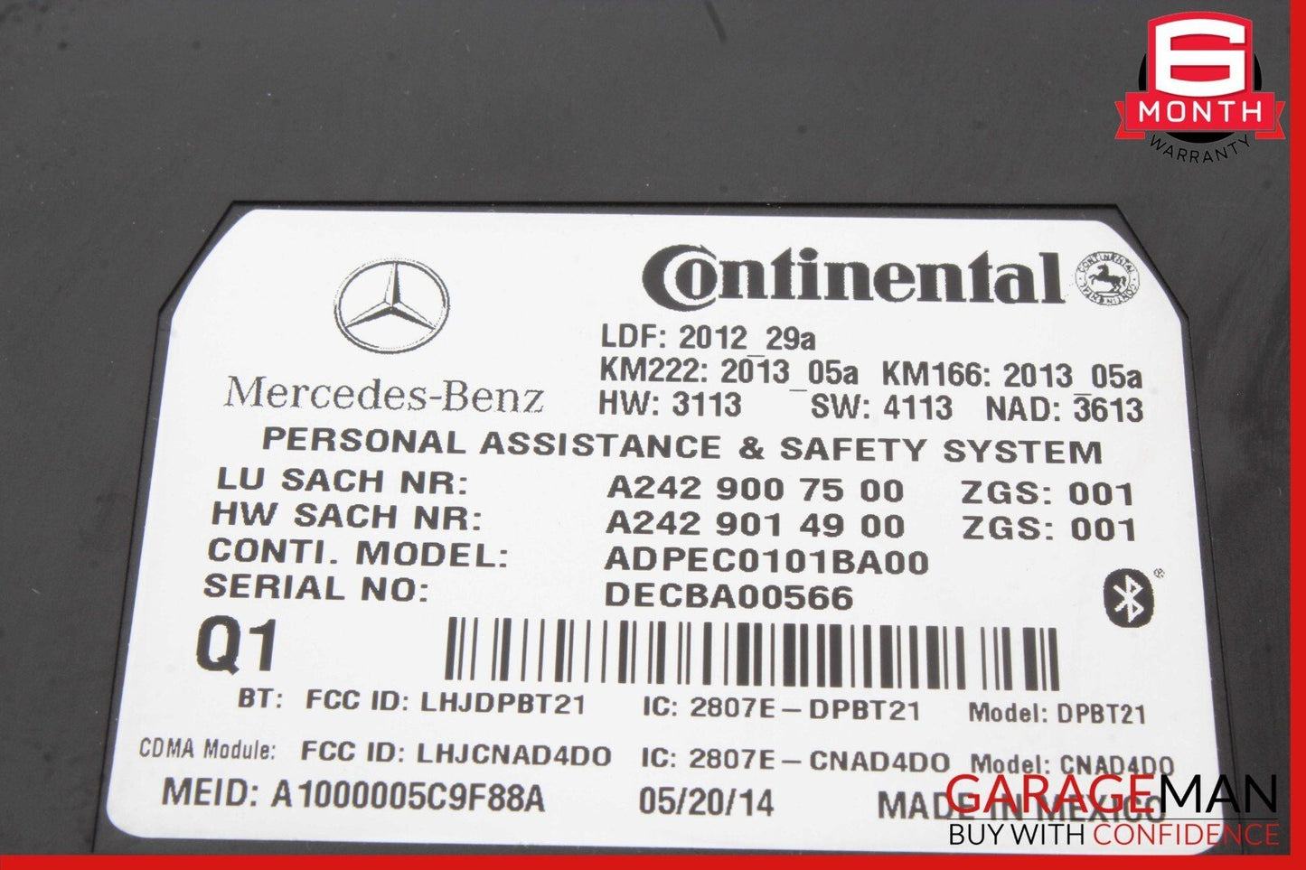 14-17 Mercedes B-Class W242 W246 Distress Call Control Unit 2429007500 OEM