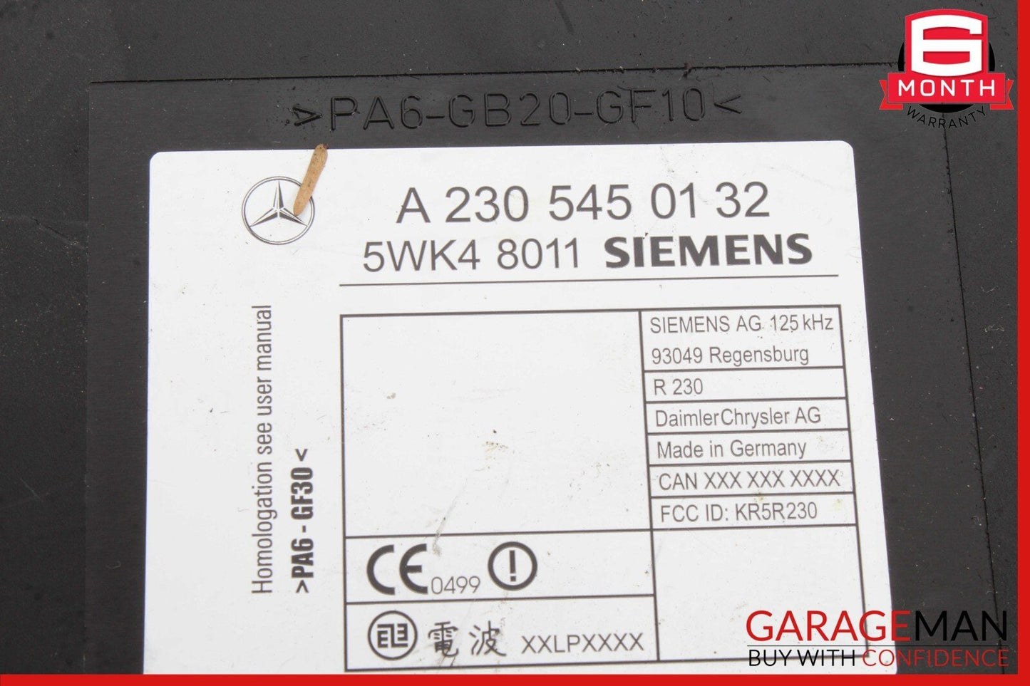 00-03 Mercedes R230 SL500 CL55 Keyless Go Entry Control Module 2305451032 OEM