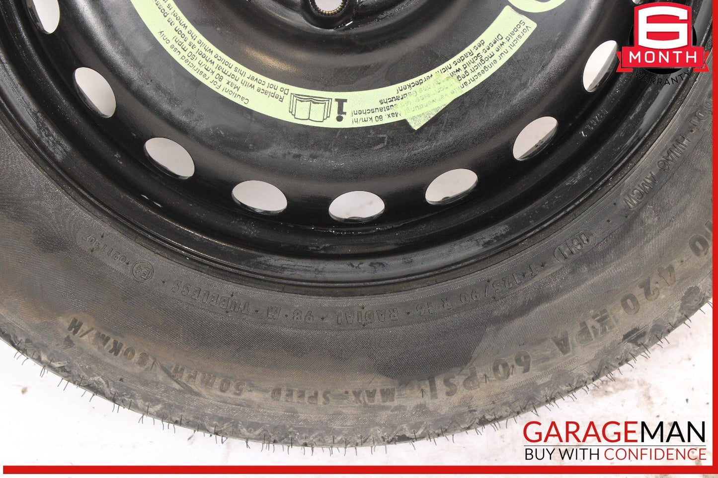 08-14 Mercedes W204 C250 C300 Emergency Spare Tire Donut Wheel Rim 125 90 16"