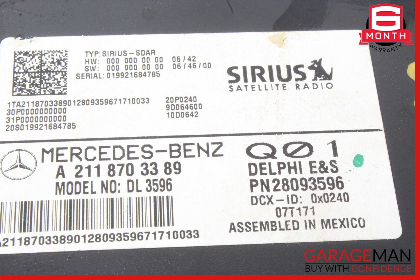 03-09 Mercedes W219 CLS63 AMG E350 CLK350 Sirius Satellite Radio Receiver OEM