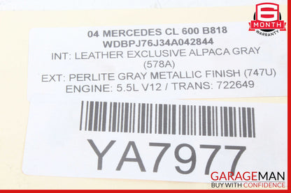Mercedes W215 CL600 Base Rocker Panel Side Skirt Jack Cover Set of 4 Pc OEM