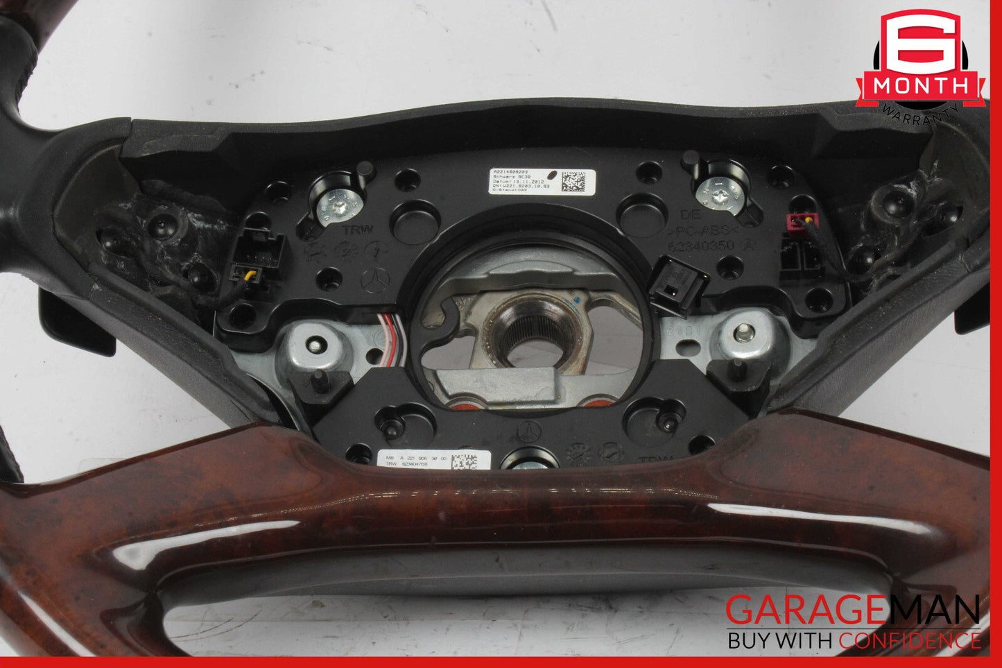 10-14 Mercedes W221 S550 S600 Steering Wheel w/ Paddle Shifters Black Wood OEM
