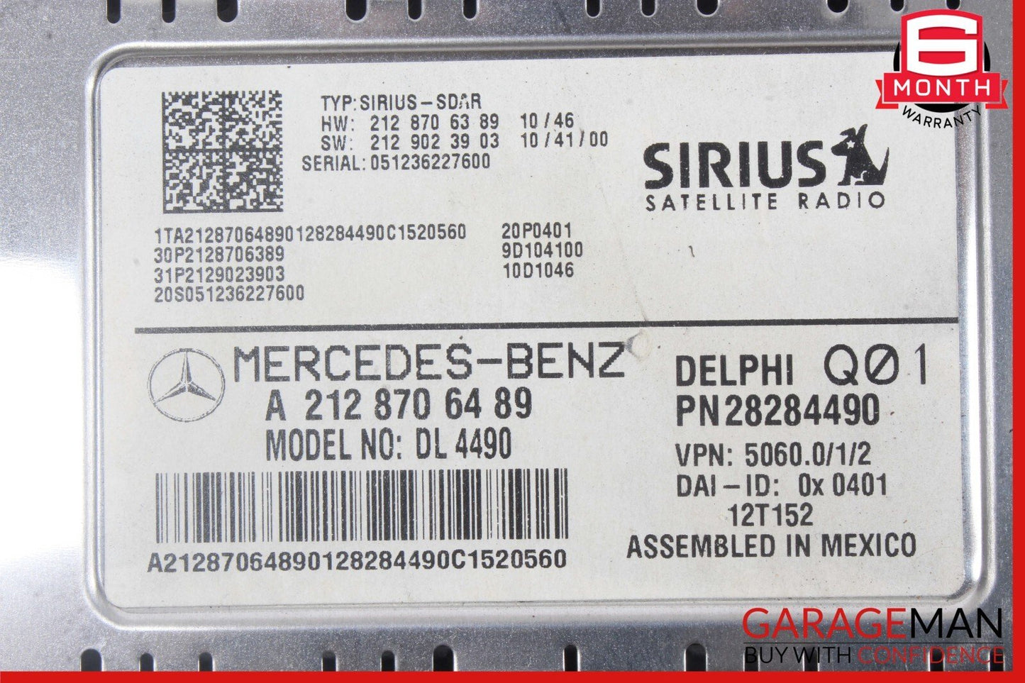 12-14 Mercedes W204 C250 CLS500 Sirius Satellite Radio Receiver Control Module
