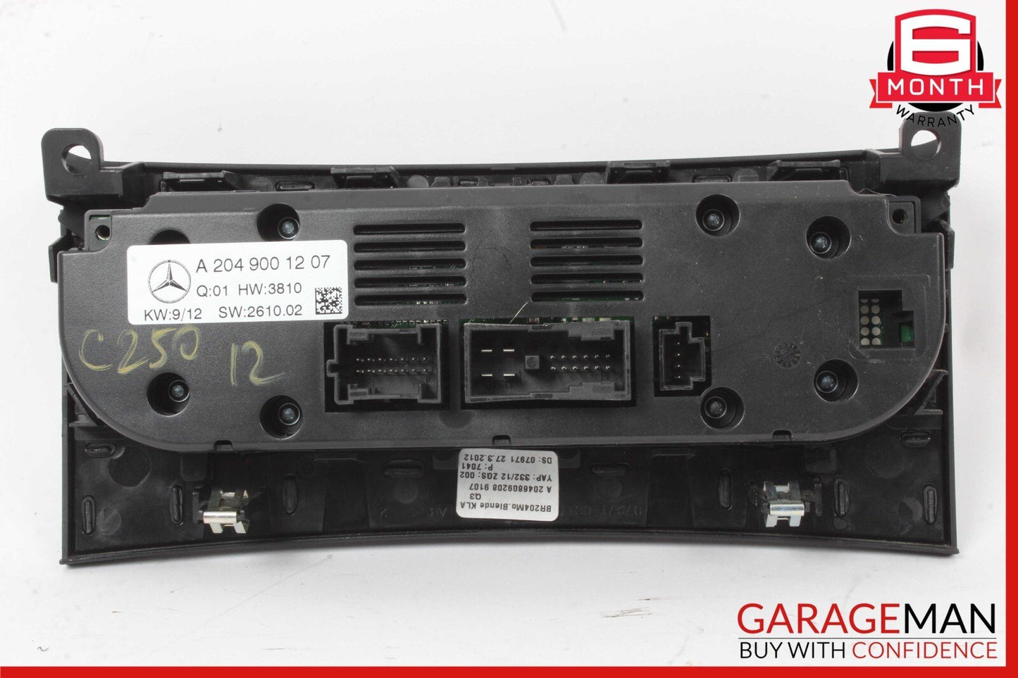 12-14 Mercedes W204 C250 AC A/C Heater Climate Control Switch Trim Assembly OEM