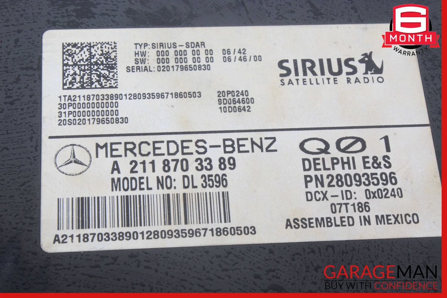 03-08 Mercedes W211 E320 GL450 Sirius Satellite Radio Receiver 1698270162 OEM