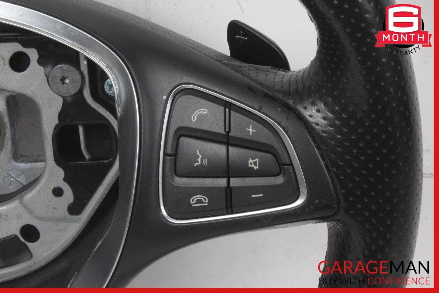 15-18 Mercedes W205 C300 GLC300 Steering Wheel Black w/ Paddle Shifters Assy OEM
