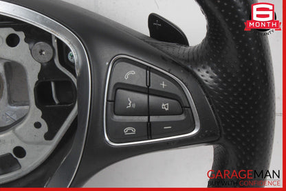 15-18 Mercedes W205 C300 GLC300 Steering Wheel Black w/ Paddle Shifters Assy OEM