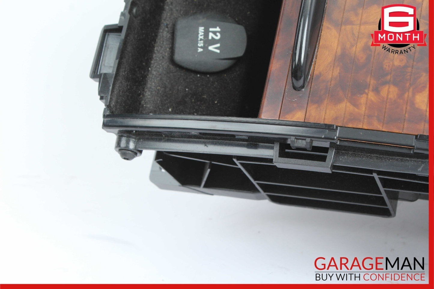 06-11 Mercedes W219 CLS350 Rear Center Console Storage Armrest Compartment Wood