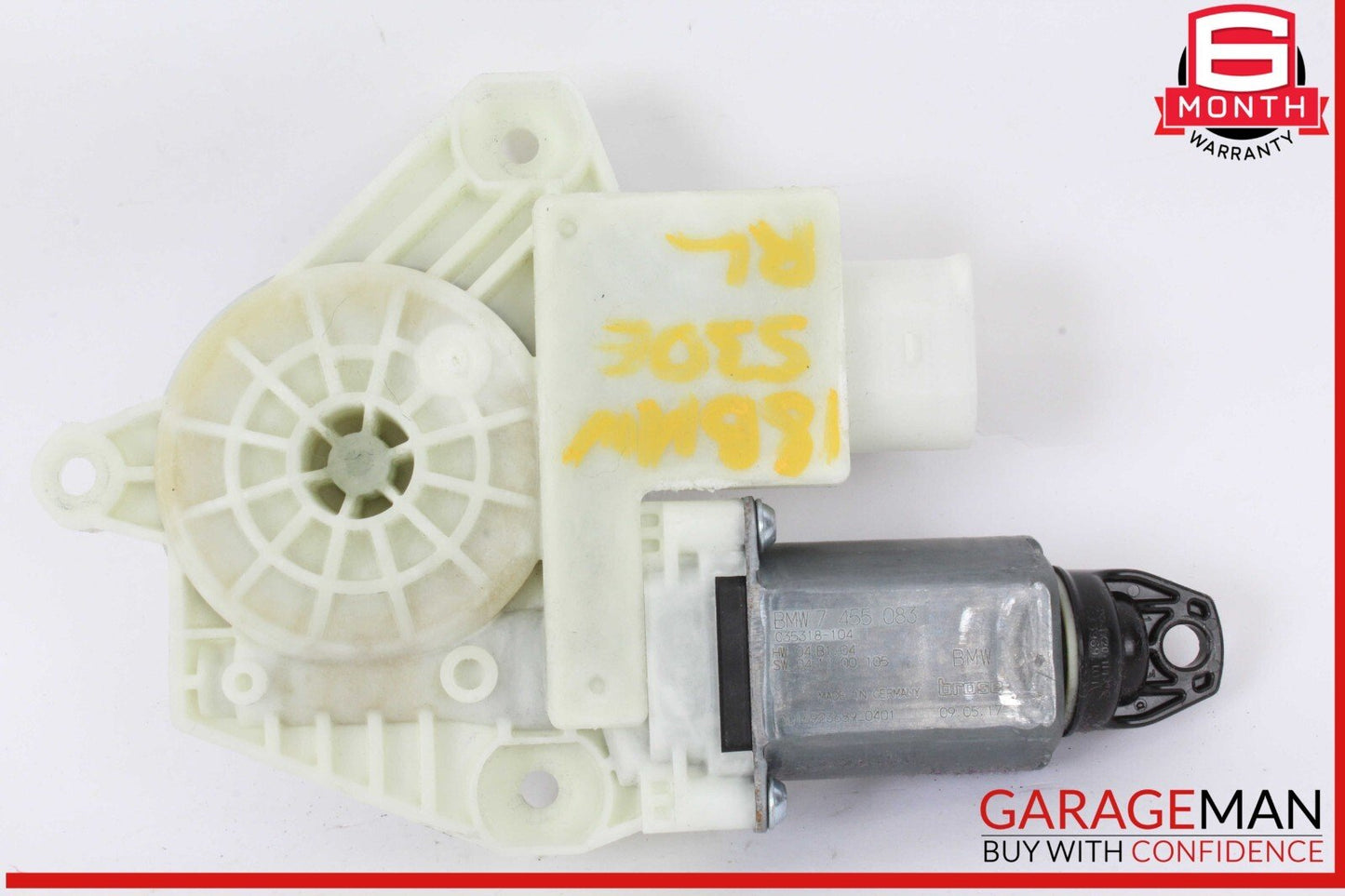 17-20 BMW 530E Rear Left Driver Side Window Regulator Motor 7455083 OEM