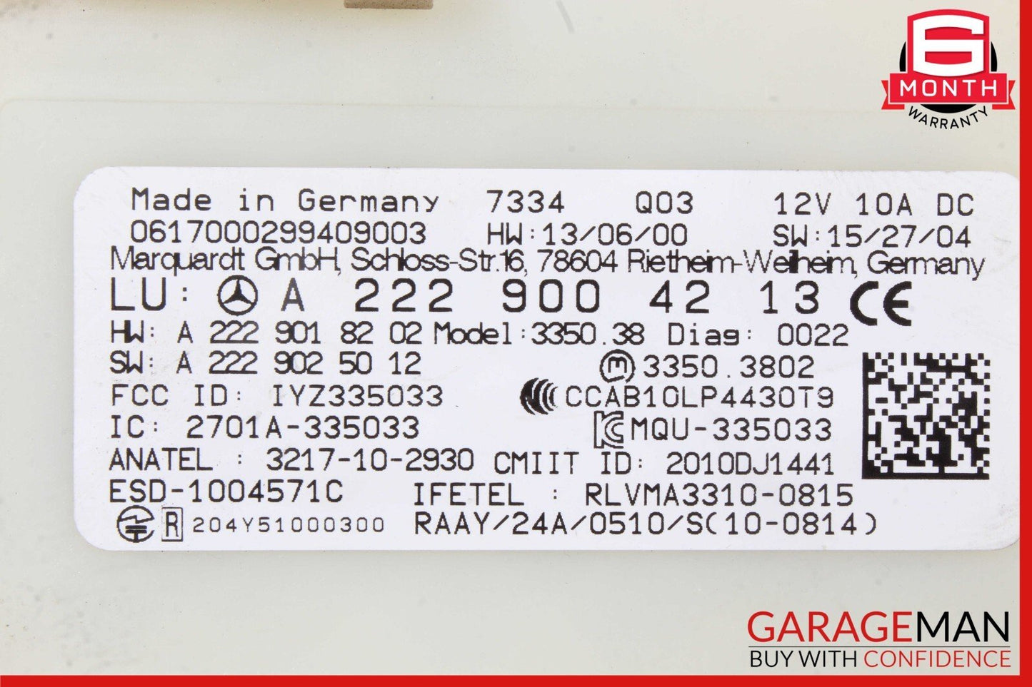 14-19 Mercedes W205 C300 S550 GLC350 Keyless Go Entry Control Module Unit OEM