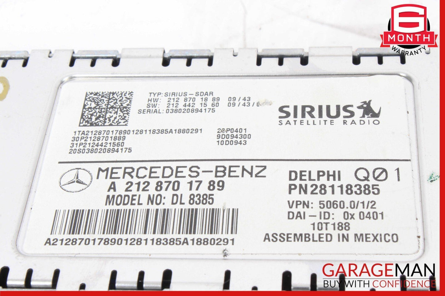 10-17 Mercedes W204 C300 CLS500 Sirius Satellite Radio Receiver Module Unit OEM