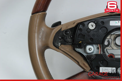 10-13 Mercedes W221 S550 S600 Steering Wheel w/ Paddle Shifters Brown Wood OEM
