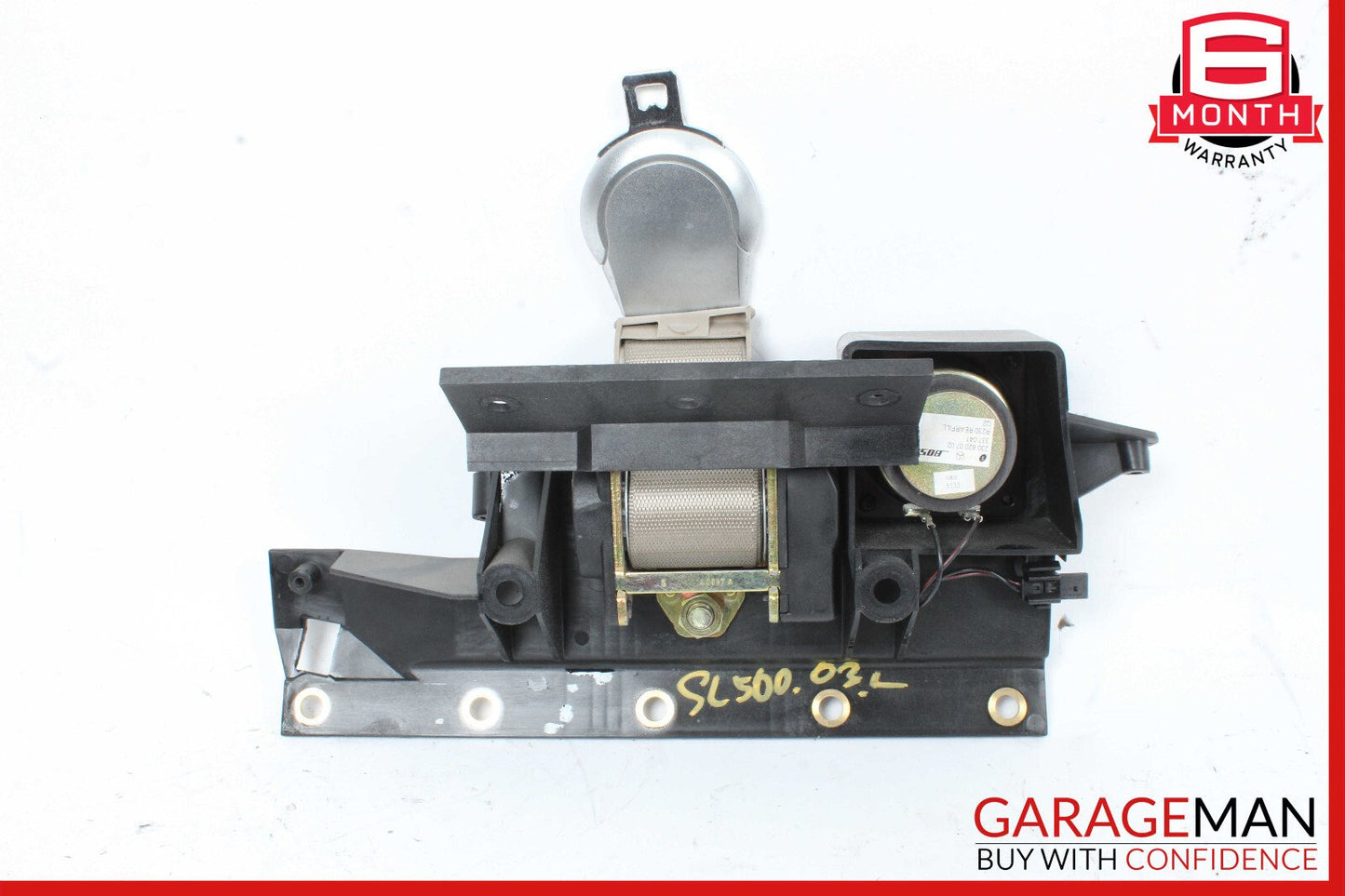 03-08 Mercedes R230 SL500 Rear Left Seat Belt Retractor Luggage w/Speaker OEM