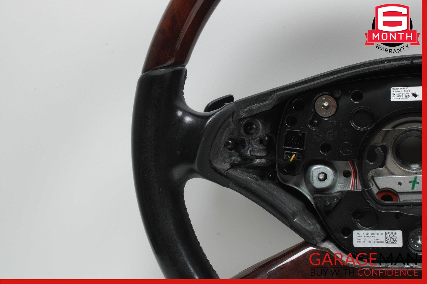 10-13 Mercedes W221 S550 S600 Steering Wheel w/ Paddle Shifters Black Wood OEM