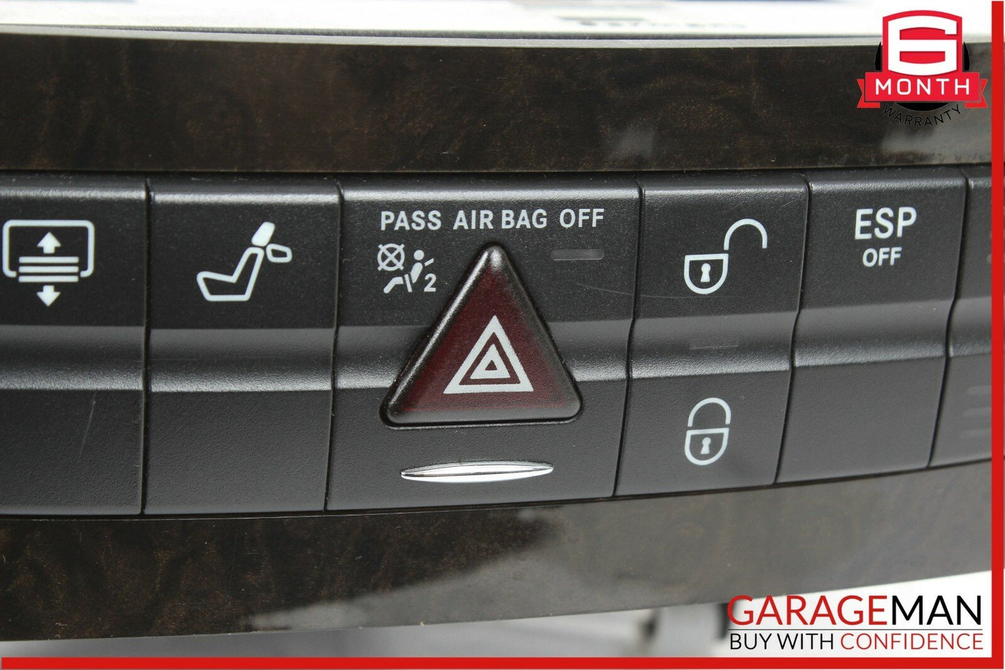 03-09 Mercedes W219 CLS500 Hazard Light Door Lock Control Panel Switch Trim Wood