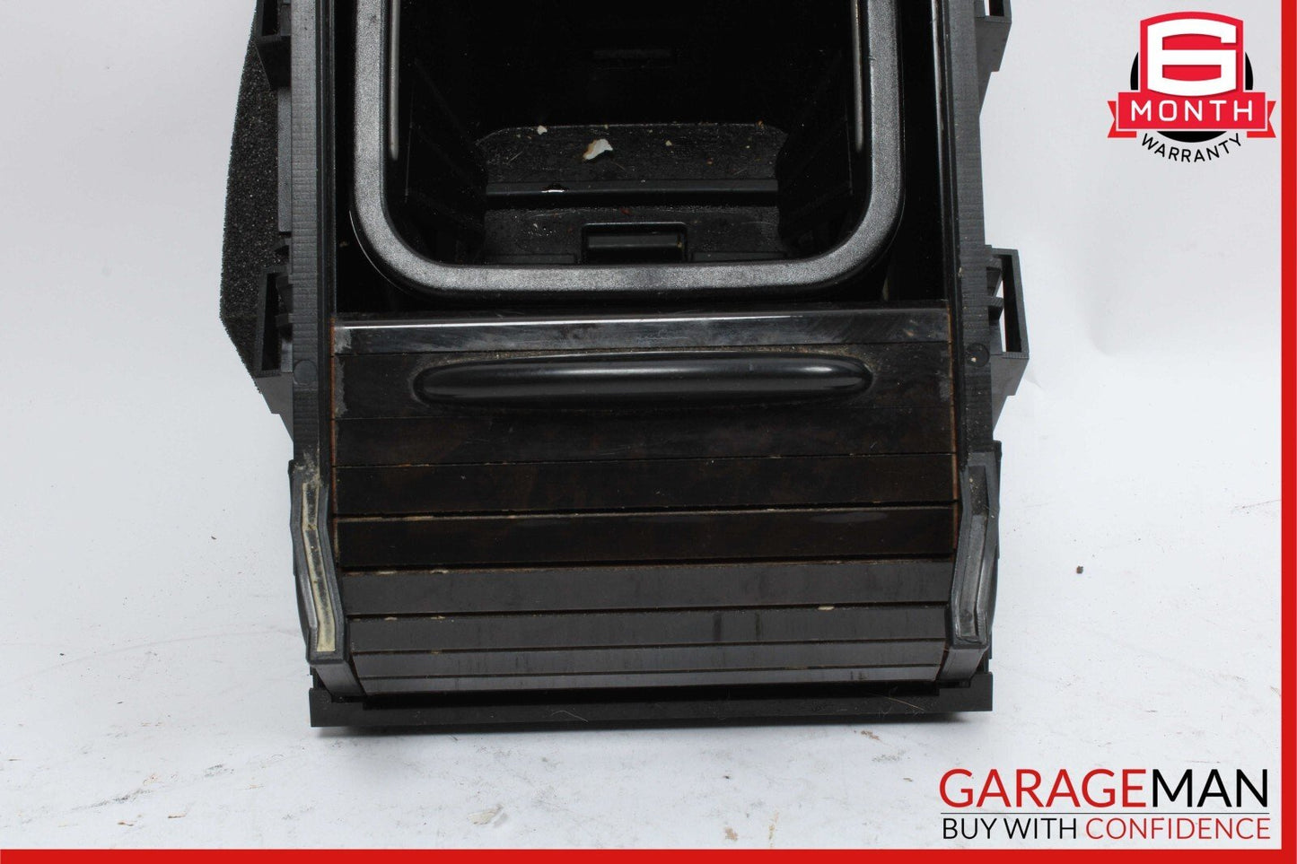 06-11 Mercedes W219 CLS550 Rear Center Console Armrest Cupholder Storage Wood