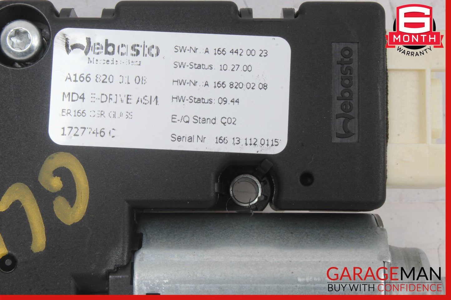 13-16 Mercedes X166 GL450 GL550 Panoramic Sunroof Glass Motor 1668200108 OEM