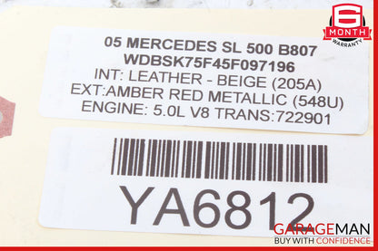 03-06 Mercedes R230 SL500 SL55 Right Convertible Roof Top Striker w/ Sensor OEM