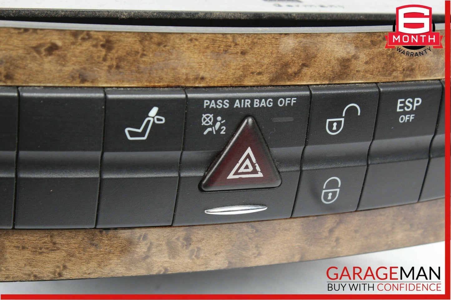 03-09 Mercedes E350 CLS500 Heated Seat Hazard Light Control Switch Module Wood