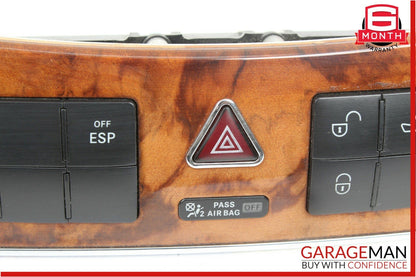 05-09 Mercedes W209 CLK500 Dash Heated Seat ESP Hazard Light Switch Control Wood