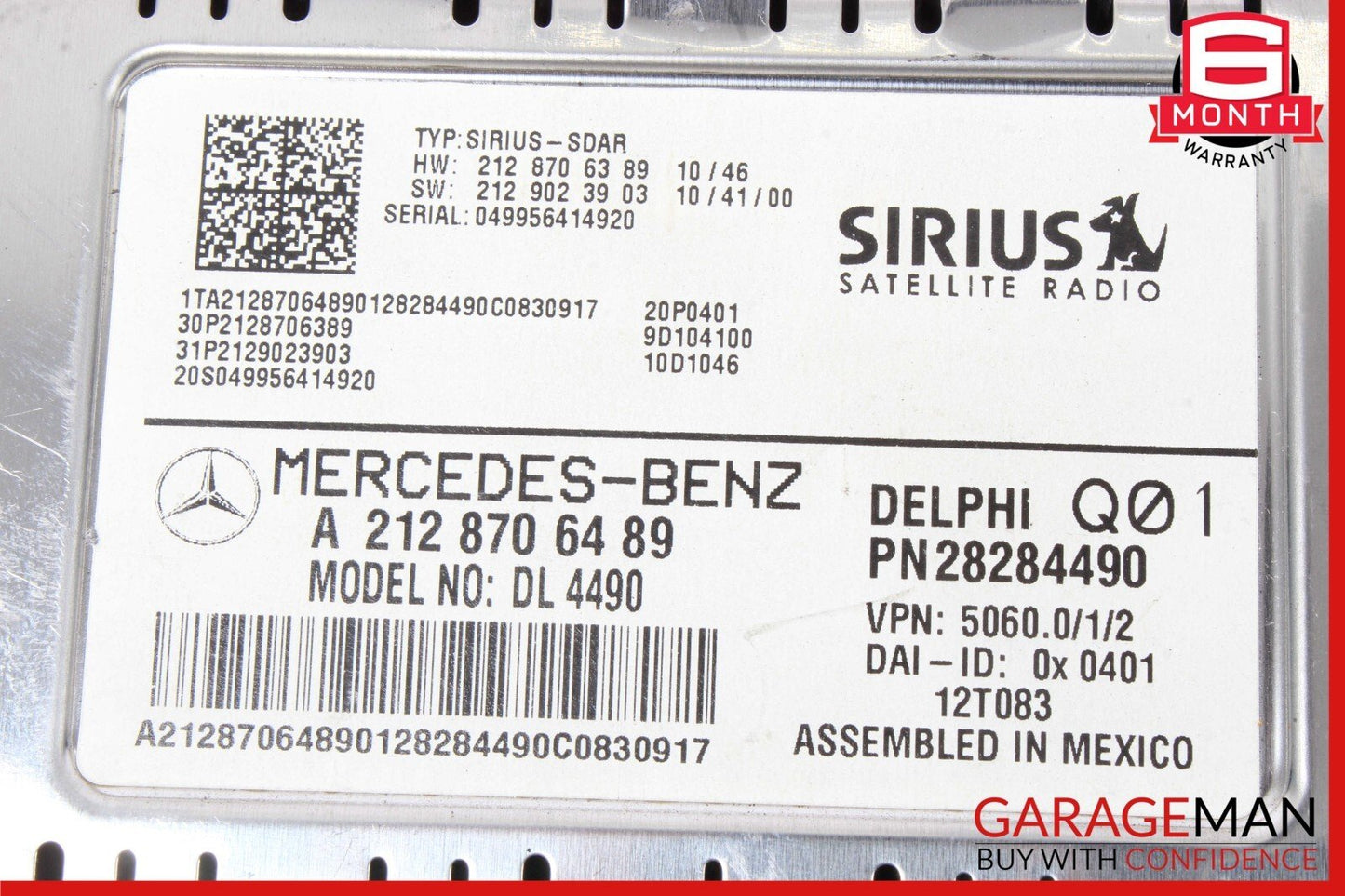 12-14 Mercedes W212 E350 GLK350 Sirius Satellite Radio Receiver 2128706489 OEM