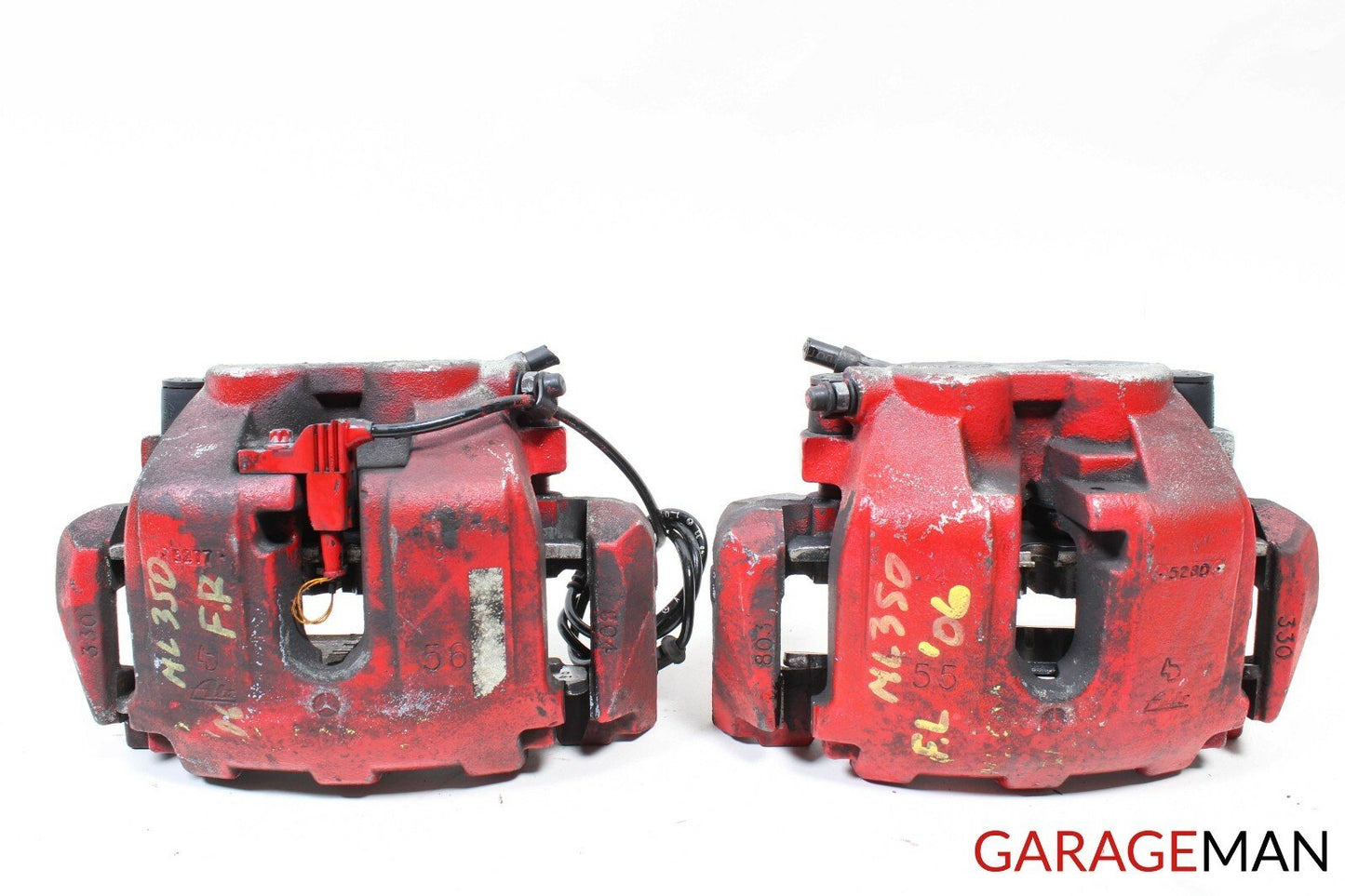 06-09 Mercedes W164 ML500 GL450 Front Left And Right Side Brake Calipers Set Red