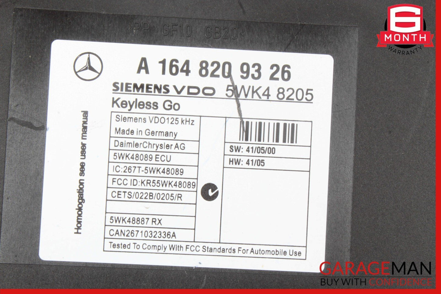 06-12 Mercedes X164 GL450 ML450 Keyless Go Entry Control Module 1648209326 OEM