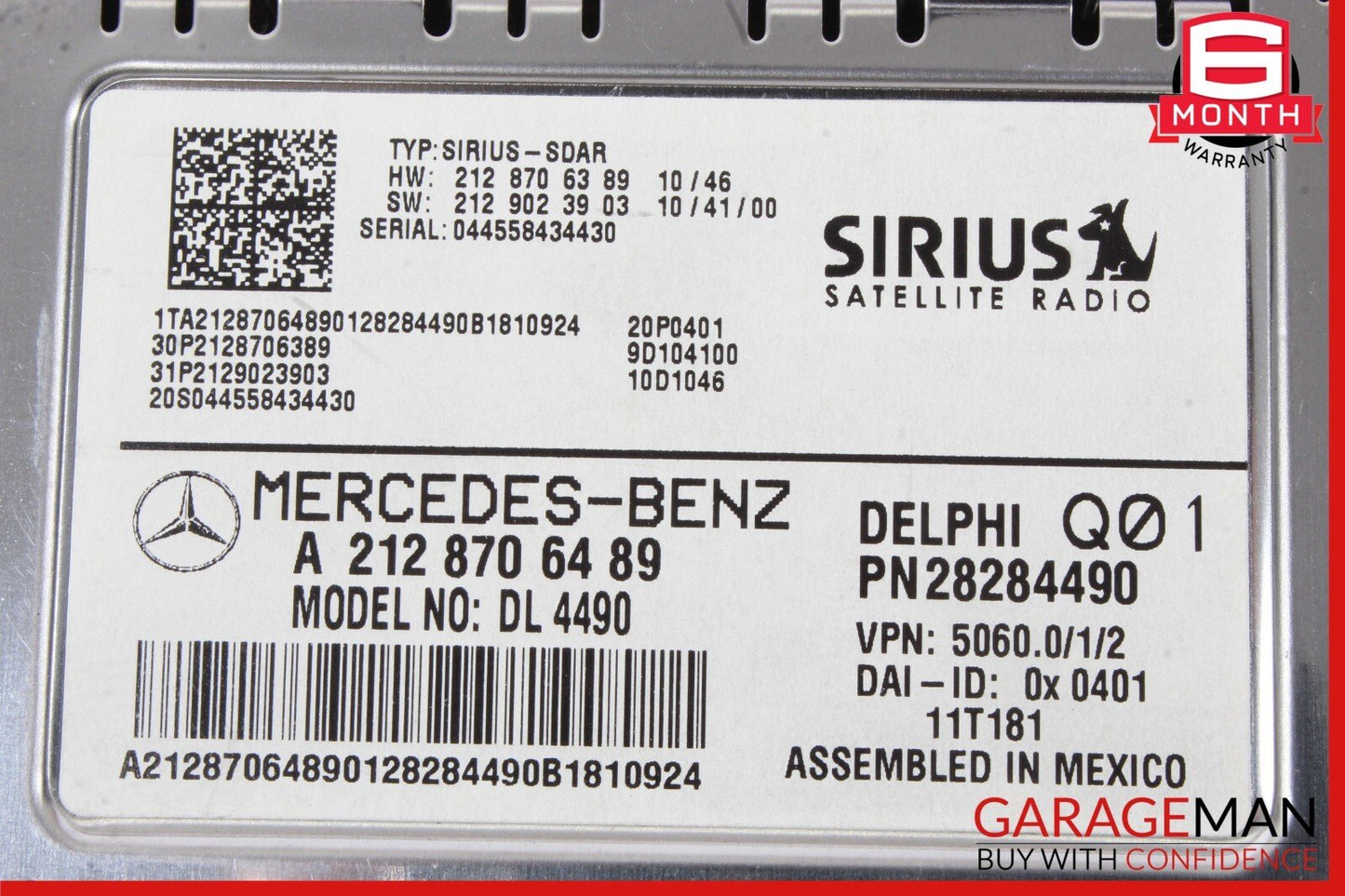 12-14 Mercedes W212 E350 GLK350 Sirius Satellite Radio Receiver 2128706489 OEM