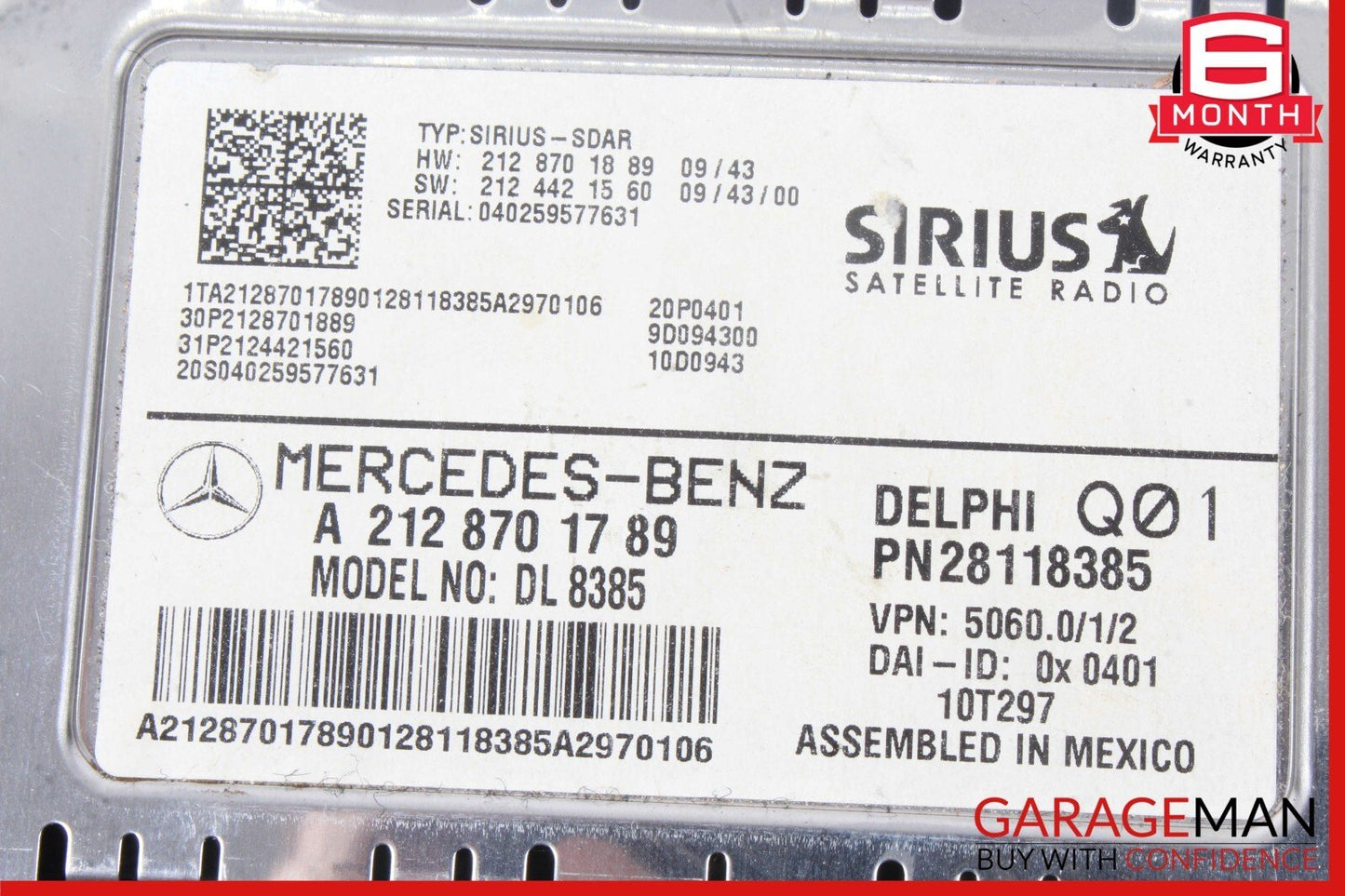 10-17 Mercedes X204 GLK350 C250 Sirius Satellite Radio Receiver Module Unit OEM