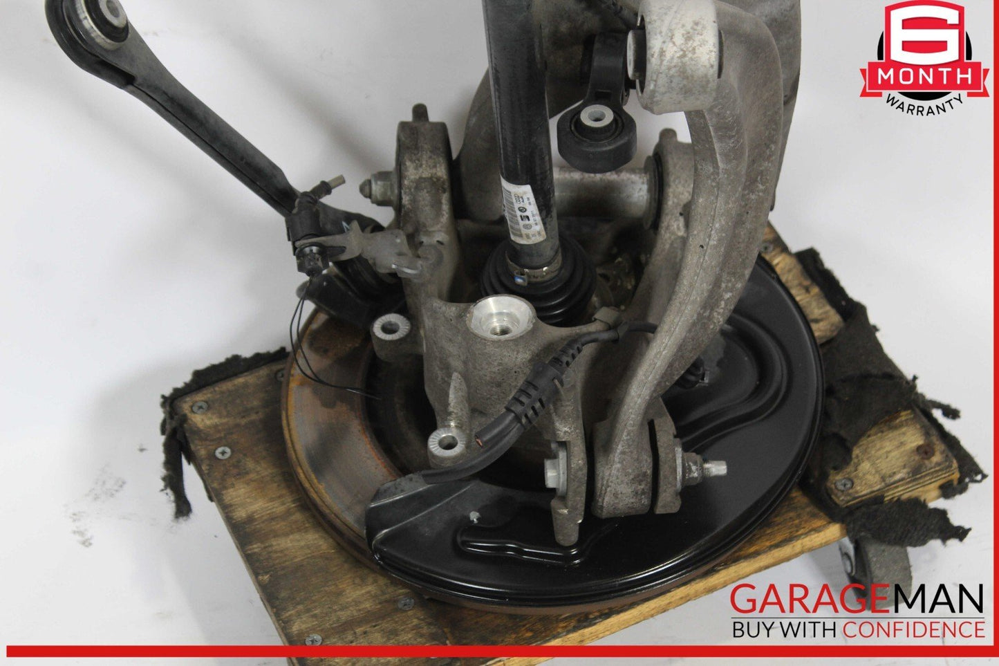 11-18 Audi A8 Rear Left Spindle Knuckle Wheel Hub w/ Control Arms & Shaft OEM