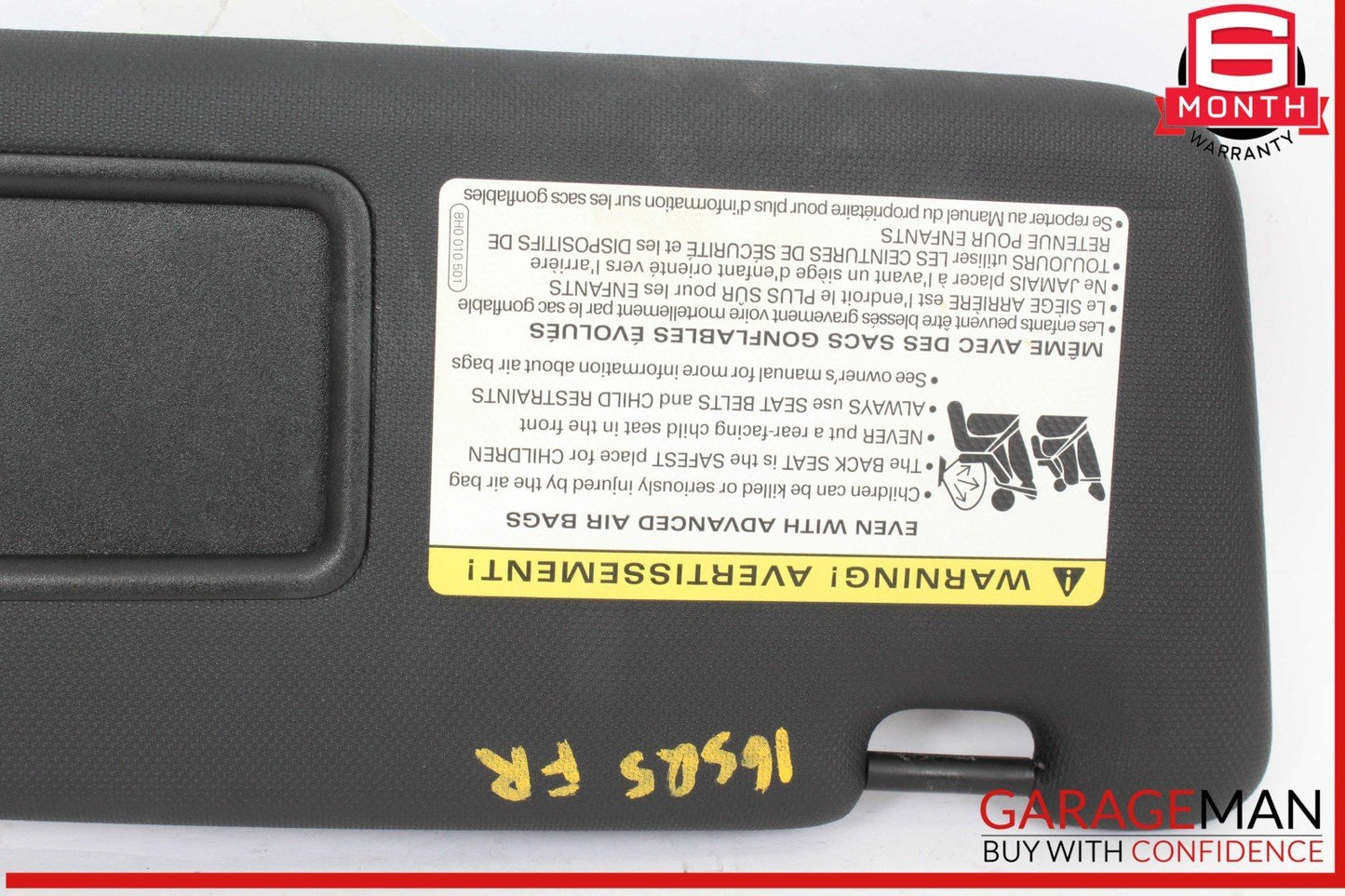 14-17 Audi SQ5 Front Right Passenger Side Sun Visor Sunvisor Black 8K0857552 OEM