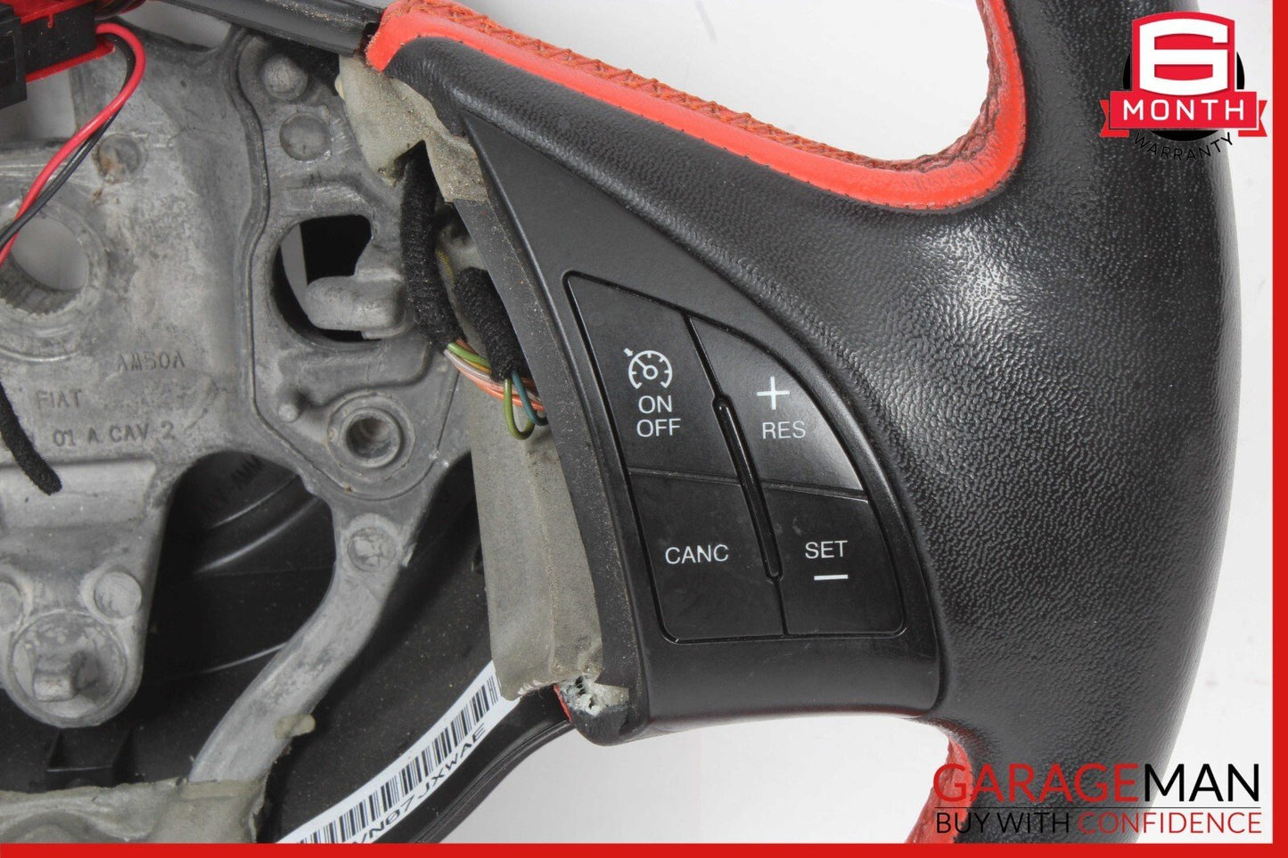 12-17 Fiat 500 Steering Wheel Black & Red Leather P1VN07JXWAE