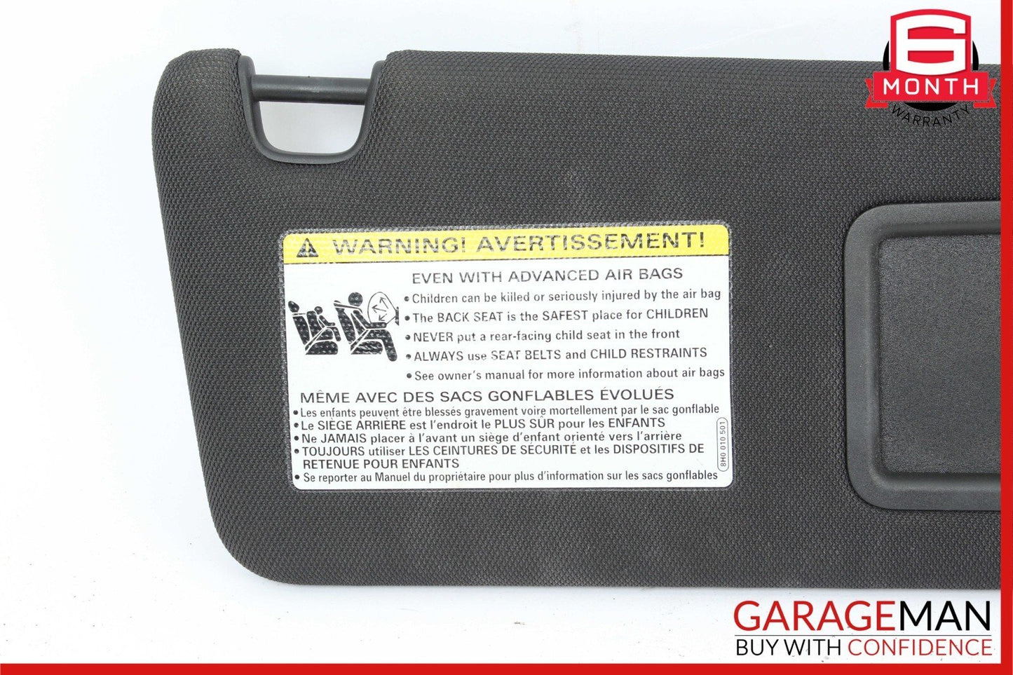 12-16 Audi A6 A7 Front Right Passenger Side Sunvisor Sun Visor Shade Cover Black
