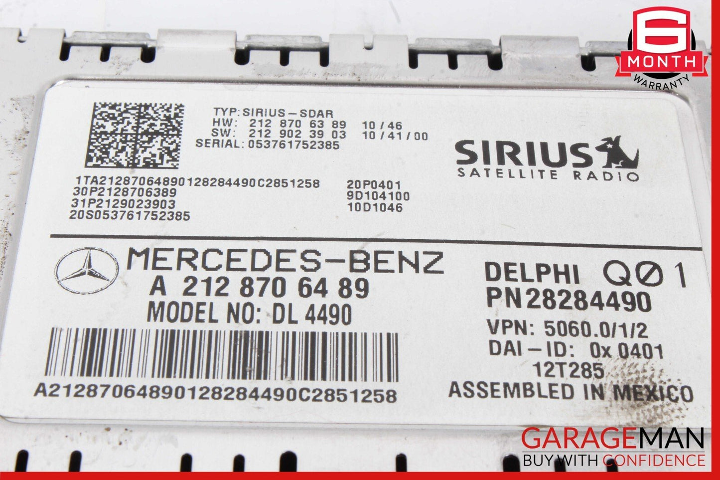 10-17 Mercedes W212 E350 E250 C300 Sirius Satellite Radio Receiver Module Unit